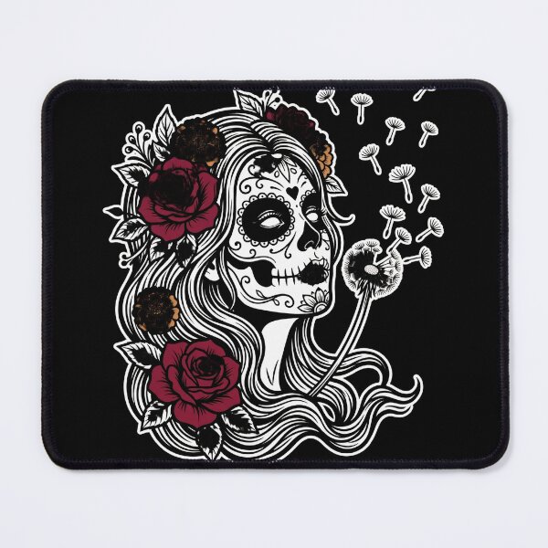 Item preview, Sugar Skull Woman Blowing Dandelion | Day of the Dead Floral Calavera Art designed and sold by BumbleBloom7.