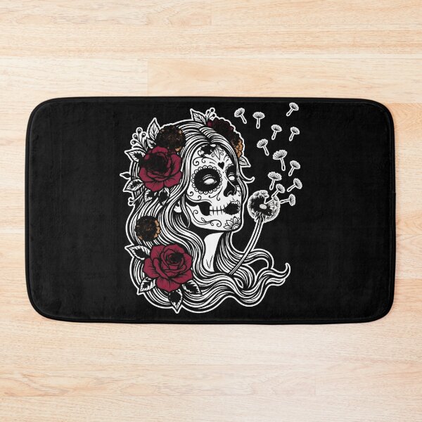 Item preview, Sugar Skull Woman Blowing Dandelion | Day of the Dead Floral Calavera Art designed and sold by BumbleBloom7.