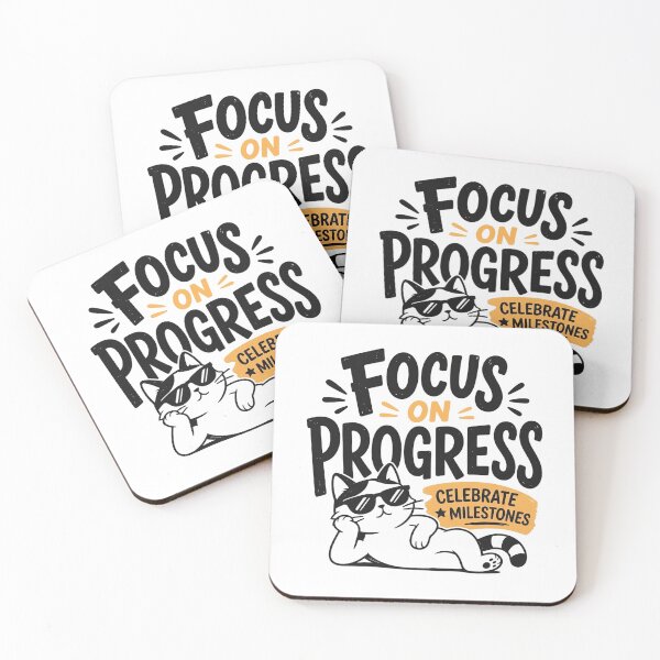 Item preview, Focus on Progress Cat — Celebrate Milestones               designed and sold by CrystalMineArts.