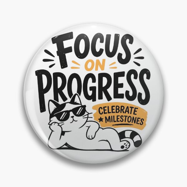Item preview, Focus on Progress Cat — Celebrate Milestones               designed and sold by CrystalMineArts.