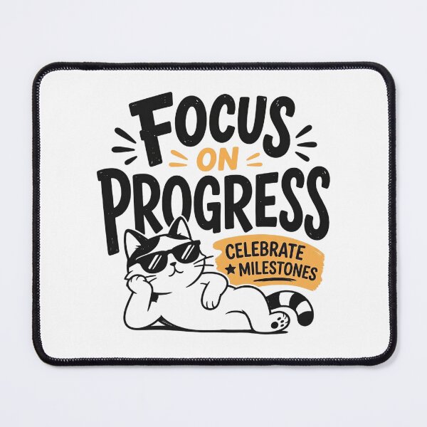 Item preview, Focus on Progress Cat — Celebrate Milestones designed and sold by CrystalMineArts.