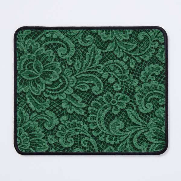 Item preview, 60s Vintage Emerald Green Lace Damask Pattern designed and sold by Ela Design Studio .