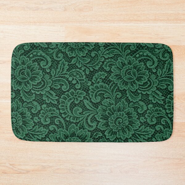 Item preview, 60s Vintage Emerald Green Lace Damask Pattern designed and sold by Ela Design Studio .