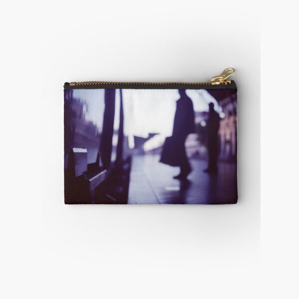 Item preview, Passenger with luggage boarding old train in station blue square Hasselblad medium format film analog photo designed and sold by edwardolive.