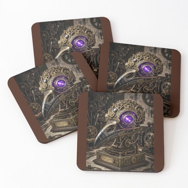 Item preview, The Cogwork Crow Skull | Steampunk Raven Mechanical Art & Deep Violet Emissive Print designed and sold by Studio77-Gothic.