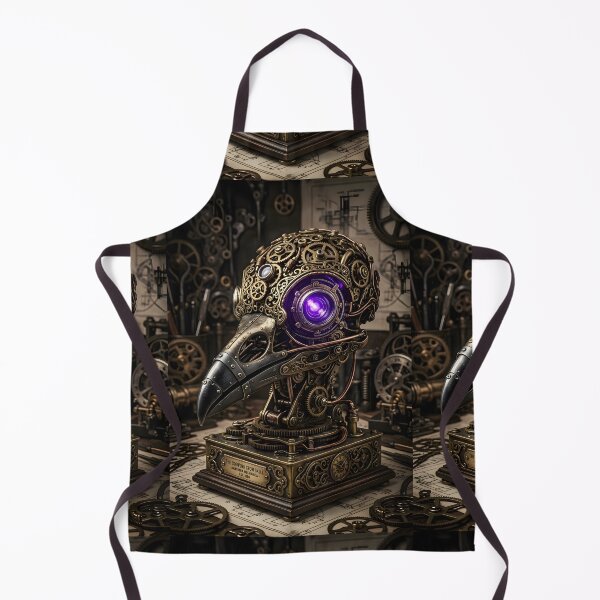 Item preview, The Cogwork Crow Skull | Steampunk Raven Mechanical Art & Deep Violet Emissive Print designed and sold by Studio77-Gothic.