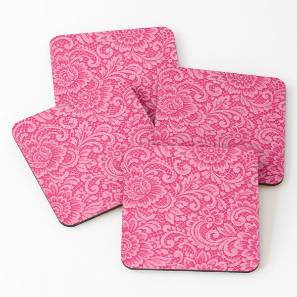 Item preview, 60s Vintage Hot Pink Lace Damask Pattern designed and sold by Ela Art Space .