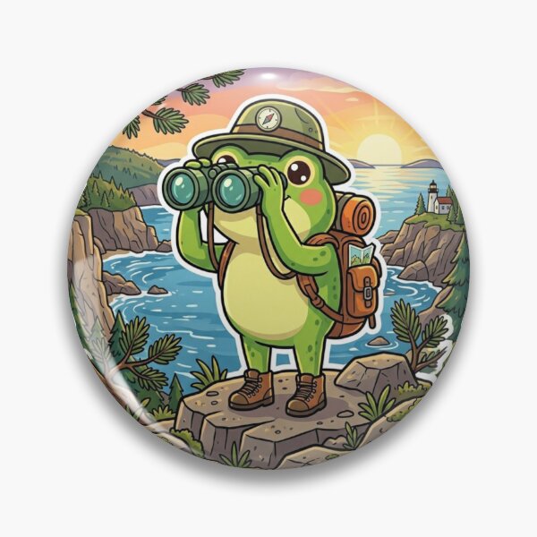Item preview, Una linda rana exploradora en el Parque Nacional Acadia – Aventura en dibujos animados sobre la naturaleza designed and sold by ArtsyExplorer.