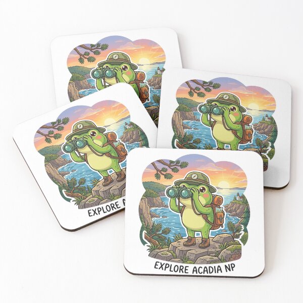 Item preview, Cute Frog Explorer at Acadia National Park – Adventure Cartoon Nature Art designed and sold by ArtsyExplorer.