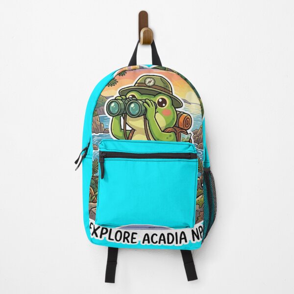 Item preview, Cute Frog Explorer at Acadia National Park – Adventure Cartoon Nature Art designed and sold by ArtsyExplorer.