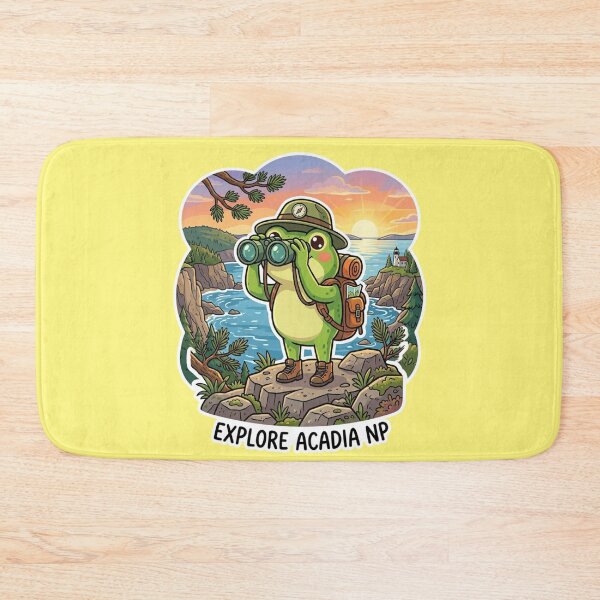 Item preview, Cute Frog Explorer at Acadia National Park – Adventure Cartoon Nature Art designed and sold by ArtsyExplorer.