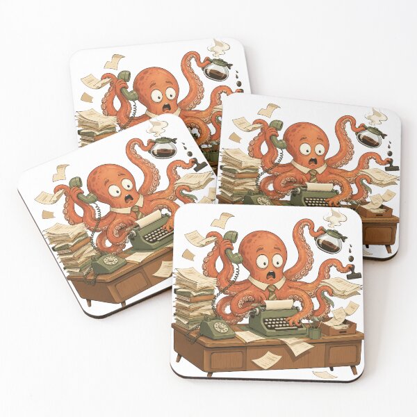 Item preview, Funny Octopus Secretary Corporate Burnout Retro Comic designed and sold by SoftAuraStudi0.