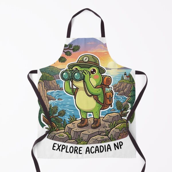 Item preview, Cute Frog Explorer at Acadia National Park – Adventure Cartoon Nature Art designed and sold by ArtsyExplorer.
