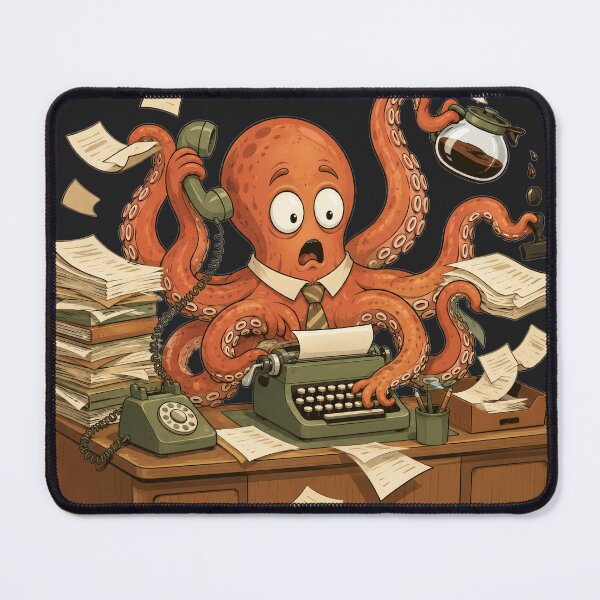 Item preview, Funny Octopus Secretary Corporate Burnout Retro Comic designed and sold by SoftAuraStudi0.