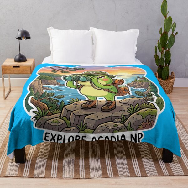 Item preview, Cute Frog Explorer at Acadia National Park – Adventure Cartoon Nature Art designed and sold by ArtsyExplorer.