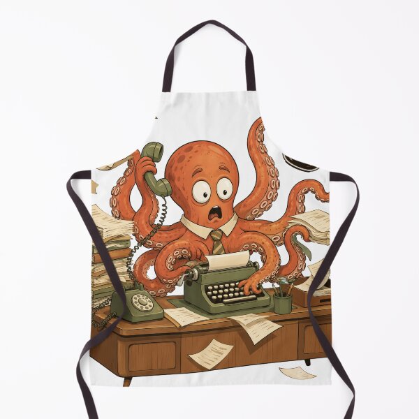 Item preview, Funny Octopus Secretary Corporate Burnout Retro Comic designed and sold by SoftAuraStudi0.
