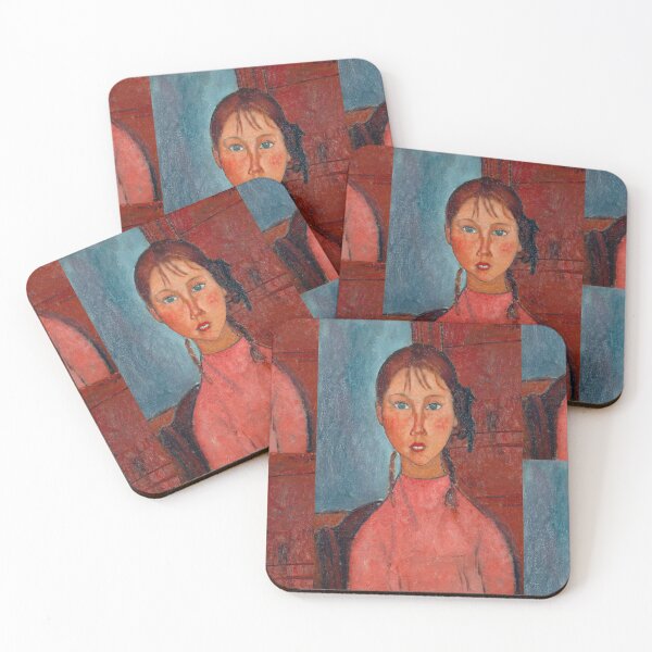 Item preview, Girl With Pigtails by Amedeo Modigliani: Modernist Portrait Fine Art Print designed and sold by artofuniverse.