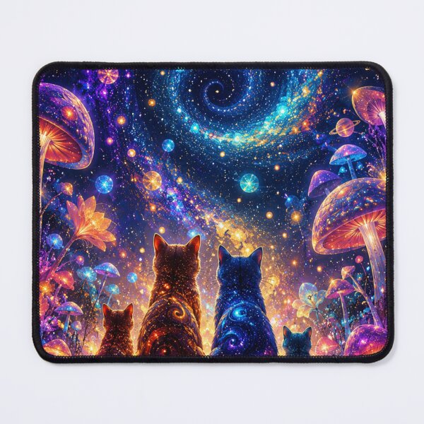 Item preview, Galactic Cat Family Dreamscape Cosmic Mushroom Wonderland designed and sold by Mindworx21.