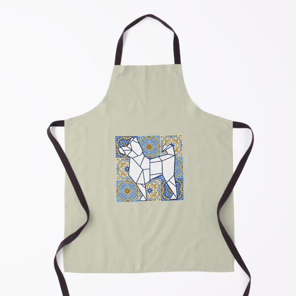 Item preview, White Origami Dog on Blue Azulejo Tile Pattern designed and sold by Mandarynkashop.