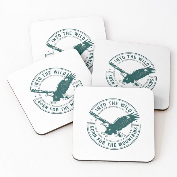 Item preview, Into the wild born for the mountains eagle badge forest green print designed and sold by icemanphotos.
