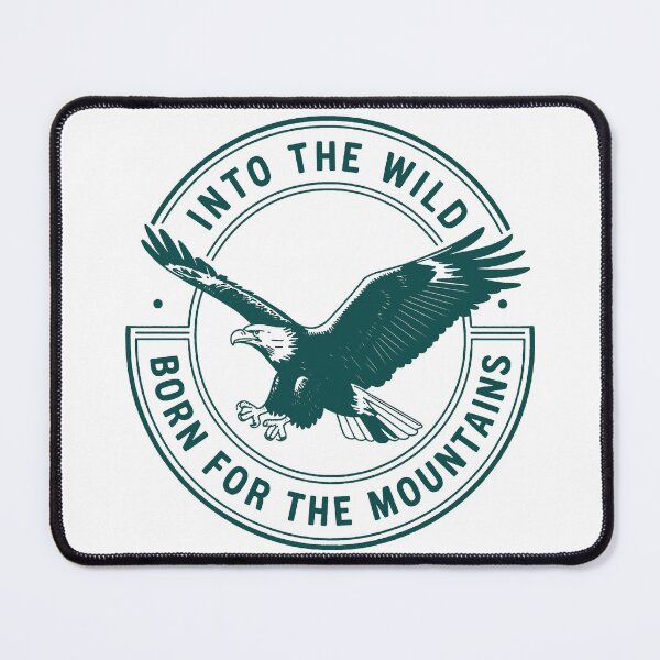 Item preview, Into the wild born for the mountains eagle badge forest green print designed and sold by icemanphotos.