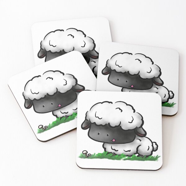 Item preview, Blacknose sheep and mushroom cartoon illustration designed and sold by CuteLemon00.