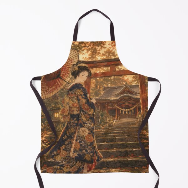 Item preview, Taisho Autumn Shrine Japanese Ukiyo-e Art designed and sold by WabiSabiArts.