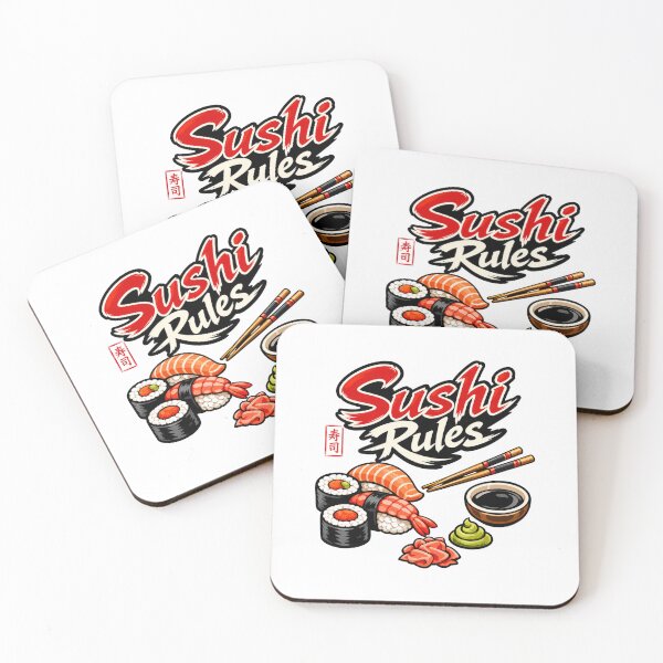 Item preview, Cartoon Sushi Rules Japanese Food Design designed and sold by ziblod.