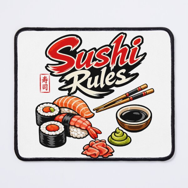 Item preview, Cartoon Sushi Rules Japanese Food Design designed and sold by ziblod.