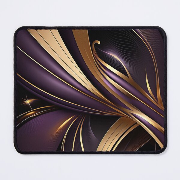 Artikelvorschau, Luxuriöses abstraktes Flow-Design in Gold und Dunkelviolett entworfen und verkauft von PaintbrushPlace.