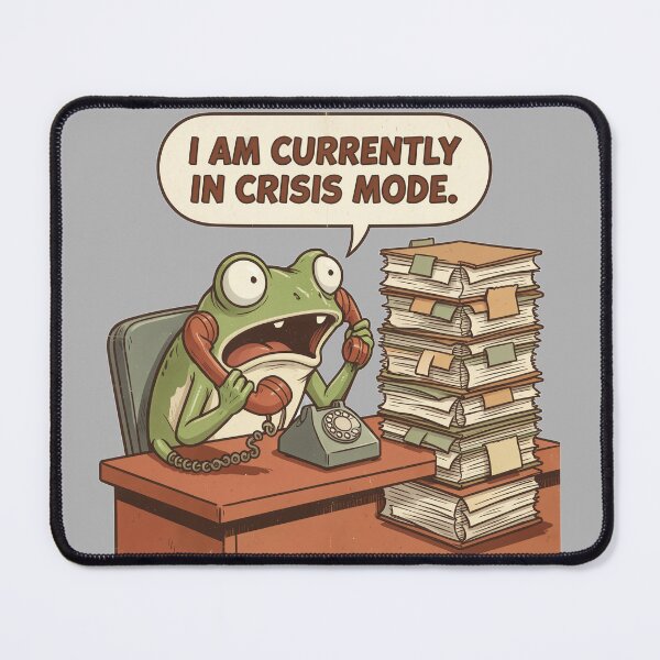 Item preview, Funny Frog Crisis Mode Office Burnout Retro Comic designed and sold by SoftAuraStudi0.