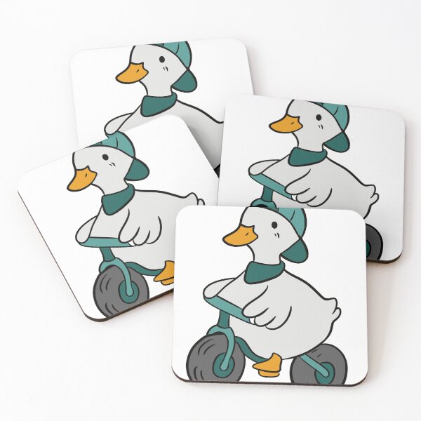 Item preview, Cute Goose on Bicycle - Whimsical Cottagecore White Duck Riding Bike Art designed and sold by LYAN-STORE.