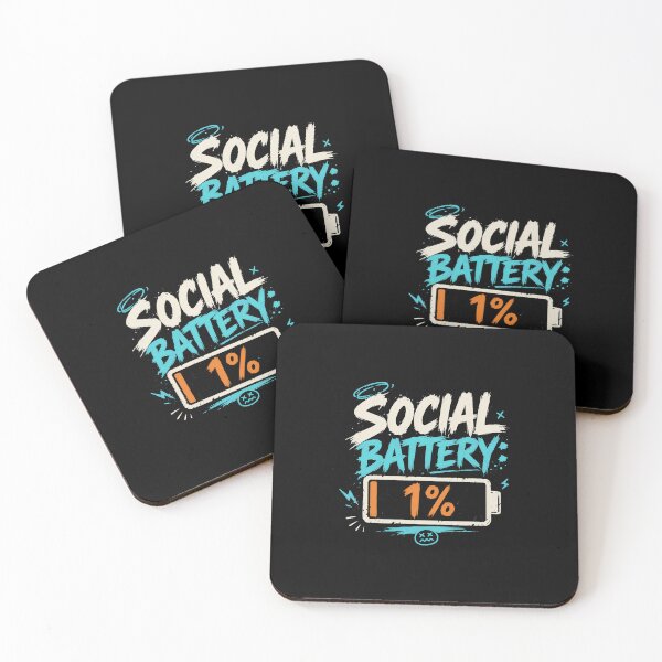 Item preview, Social Battery 1% Low - Edgy Neon Punk Aesthetic Typography designed and sold by KINKDesign.