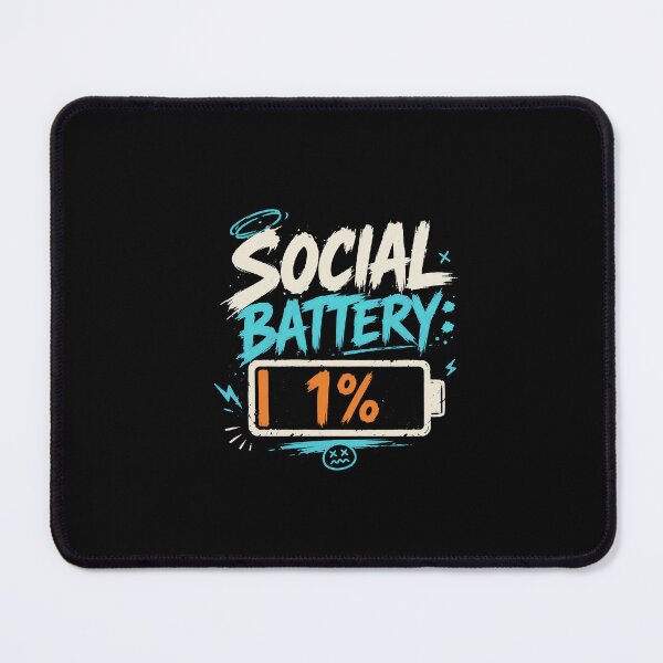 Item preview, Social Battery 1% Low - Edgy Neon Punk Aesthetic Typography designed and sold by KINKDesign.