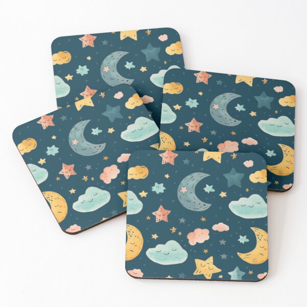 Item preview, Cute Celestial Pattern - Moon, Clouds and Stars Pastel Design designed and sold by Rangmanch.