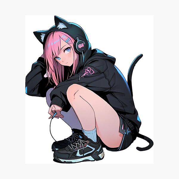Item preview, Cute Anime Hoodie Cat Girl Neon Style designed and sold by AnimDream .
