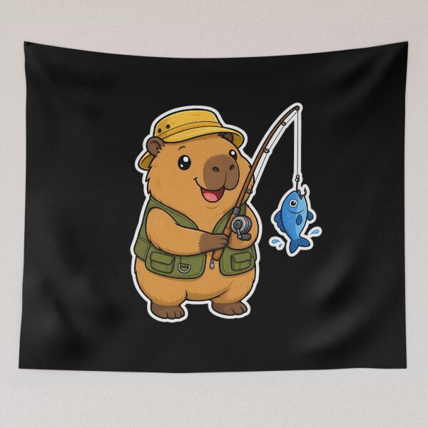 Item preview, Capybara Fishing Club Retro Hooked On Fishing designed and sold by LuisWorks.