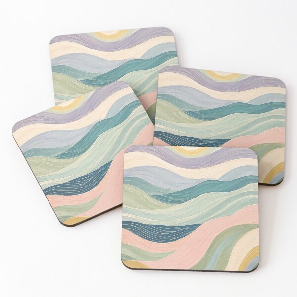 Item preview, Flowing Pastel Waves Abstract Landscape designed and sold by Lizetteh.