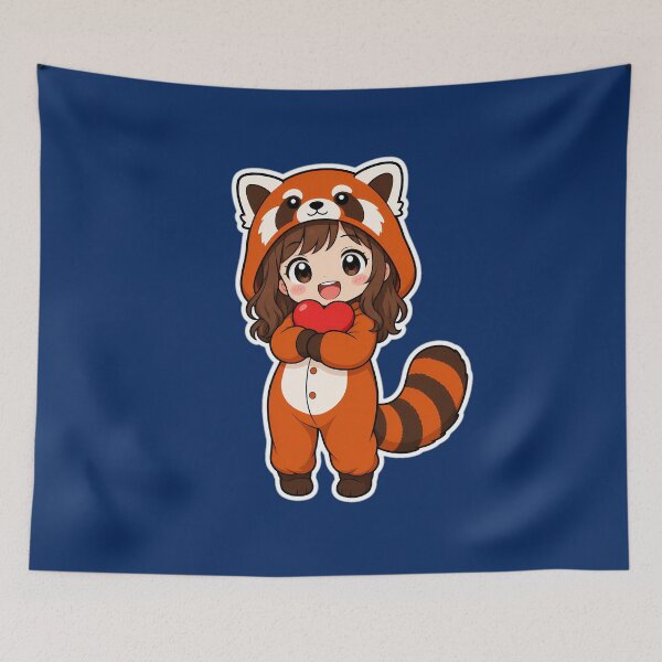 Item preview, Cute Chibi Girl in Red Panda Kigurumi designed and sold by LuisWorks.