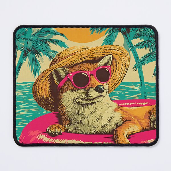 Item preview, Summer Fox with Sunglasses Tropical Animal Pool Party Sunset designed and sold by Littermin.
