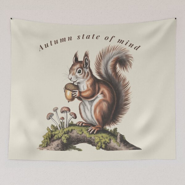 Item preview, Autumn State Of Mind Vintage Squirrel Botanical Illustration designed and sold by AlexandraSand.