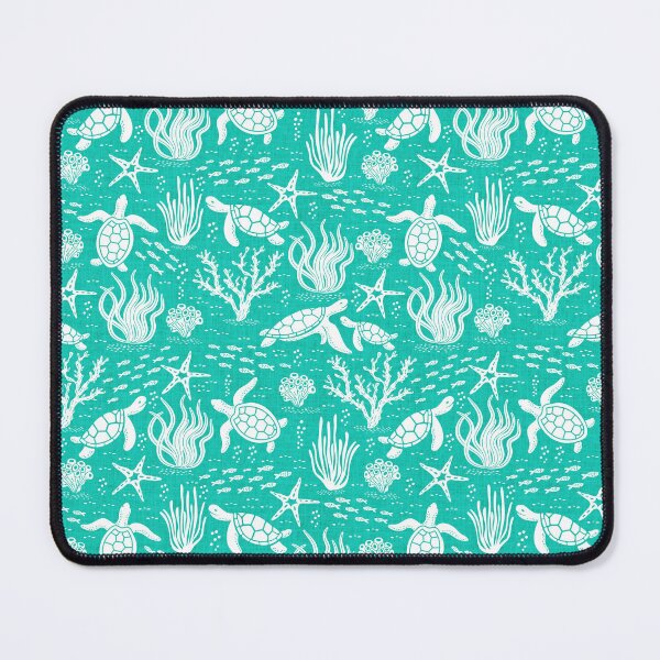 Item preview, Coastal Ocean Life with Sea Turtles and Fish in Bright Seafoam Green designed and sold by EliveraDesigns.