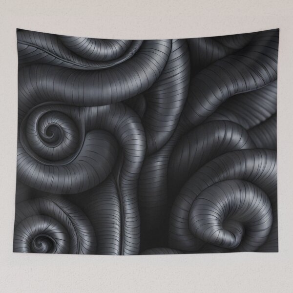 Item preview, Dark Futuristic 3D Spiral Pattern - Metallic Biomechanical Tech Art designed and sold by LYAN-STORE.
