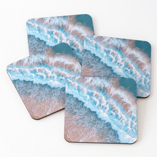 Item preview, Aerial Ocean Waves and Sandy Beach - Turquoise Sea Foam Top View Art designed and sold by LYAN-STORE.
