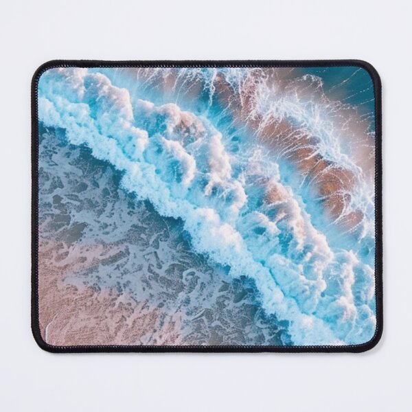 Item preview, Aerial Ocean Waves and Sandy Beach - Turquoise Sea Foam Top View Art designed and sold by LYAN-STORE.
