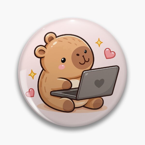 Item preview, Capybara Working on Laptop Kawaii Cartoon designed and sold by ChosmahDrawing.