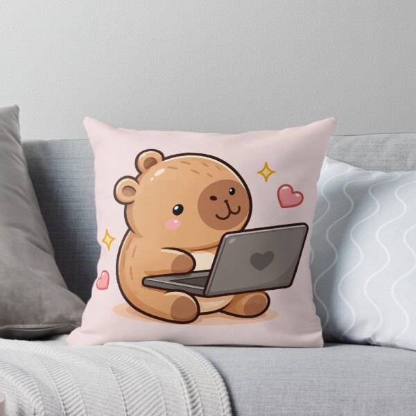 Item preview, Capybara Working on Laptop Kawaii Cartoon designed and sold by ChosmahDrawing.