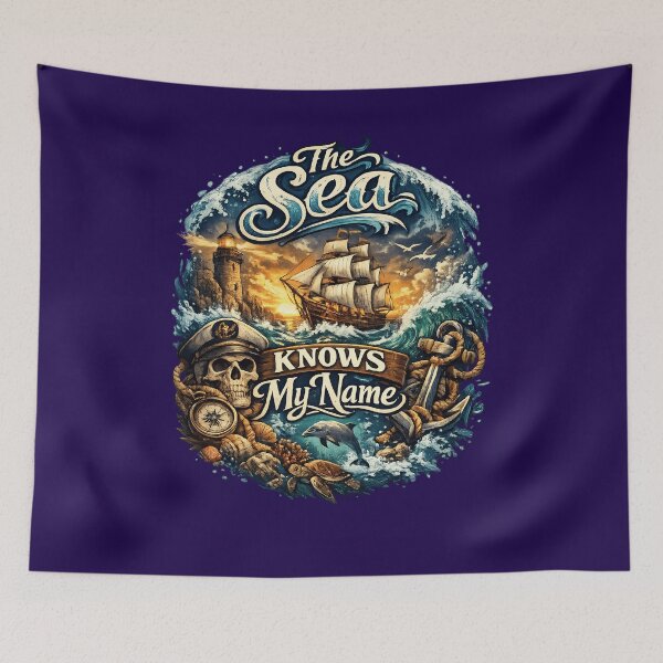 Item preview, The Sea Knows My Name – Vintage Fisherman Nautical T-Shirt designed and sold by XxZainStylexX.