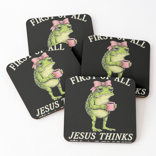 Item preview, Funny Frog Jesus Thinks I'm A Delight Vintage Coffee Lover designed and sold by haitrieuic96.