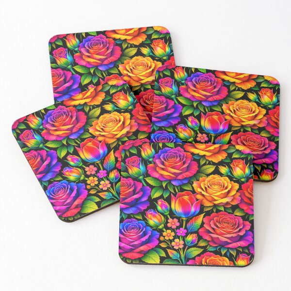 Item preview, Vibrant Rainbow Rose Floral Pattern Art designed and sold by LuisWorks.